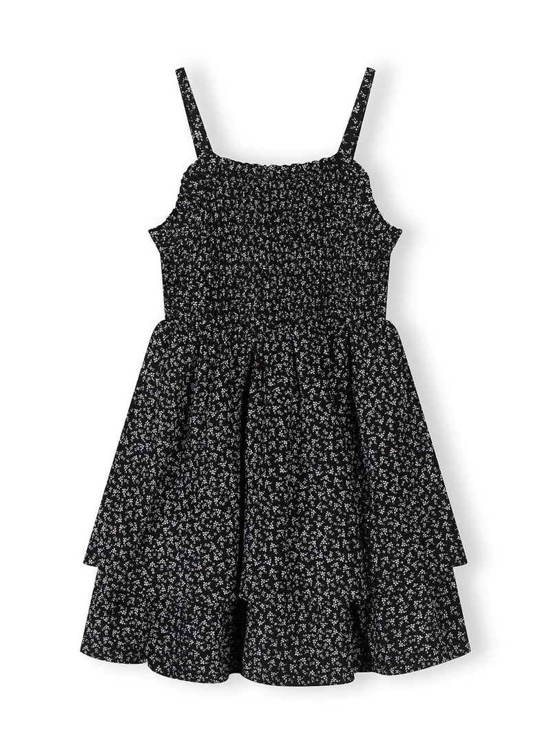مينوتي Girls floral summer dress black adjustable straps 3-15 years